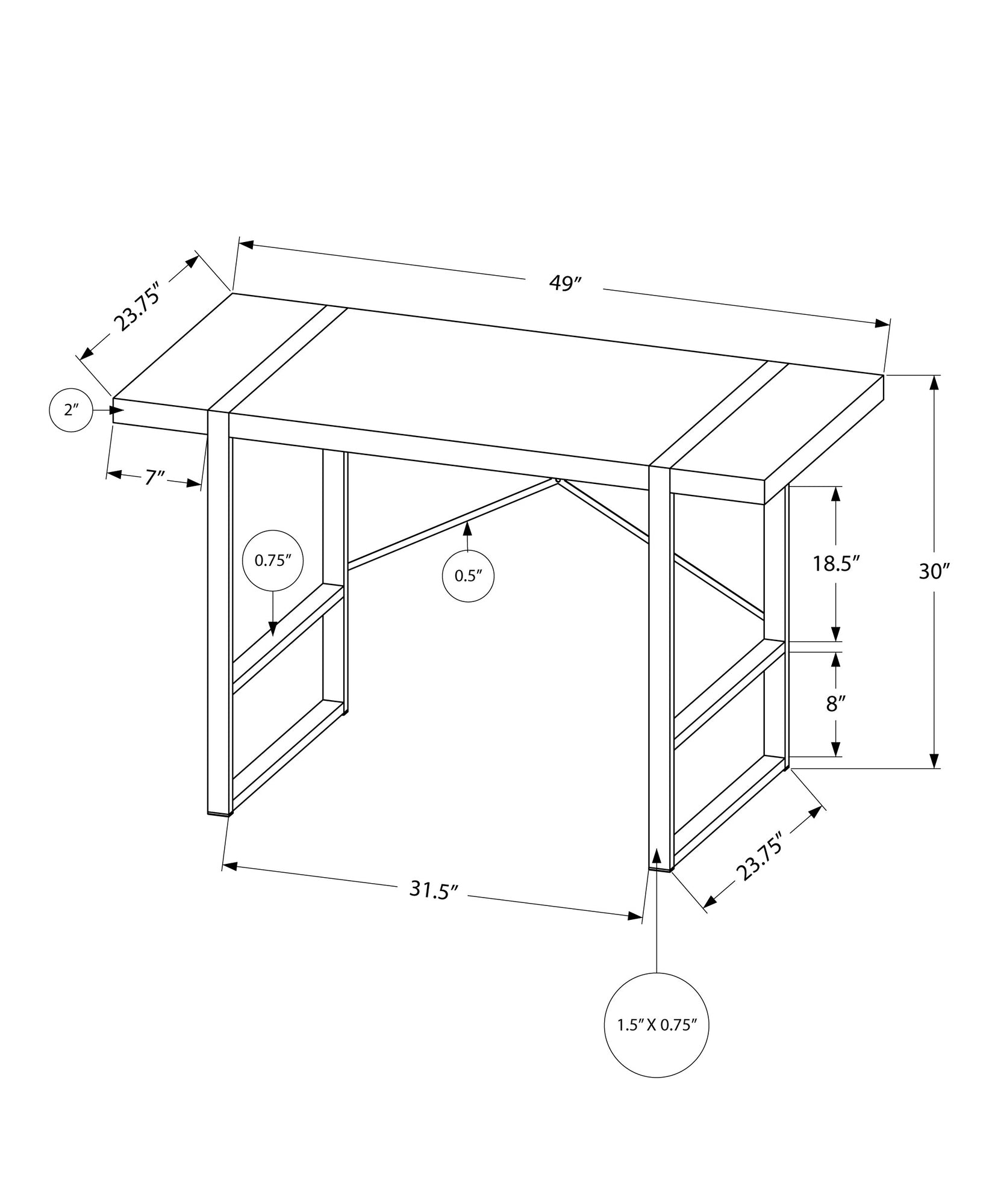 Cappuccino Black Metal Computer Desk with spacious surface and industrial design, featuring black metal tube legs and glossy finish.