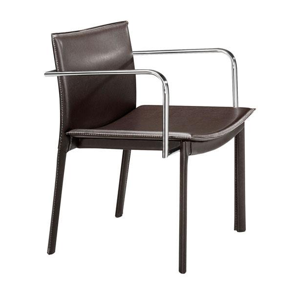 Two espresso leatherette conference chairs with chrome arms, showcasing a modern design suitable for office settings.