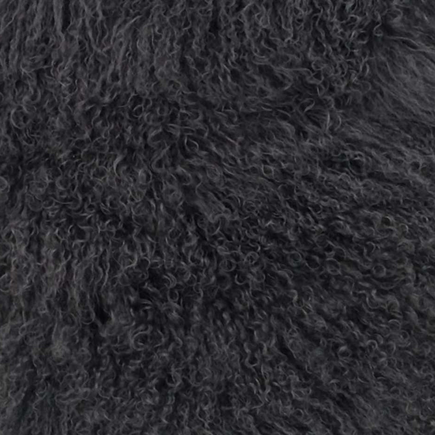 24-inch charcoal genuine Tibetan lamb fur pillow with soft microsuede backing, showcasing luxurious texture and elegant design.