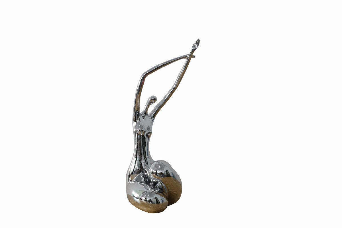 A stunning 24-inch silver polyresin sculpture showcasing contemporary design, perfect for enhancing home decor.