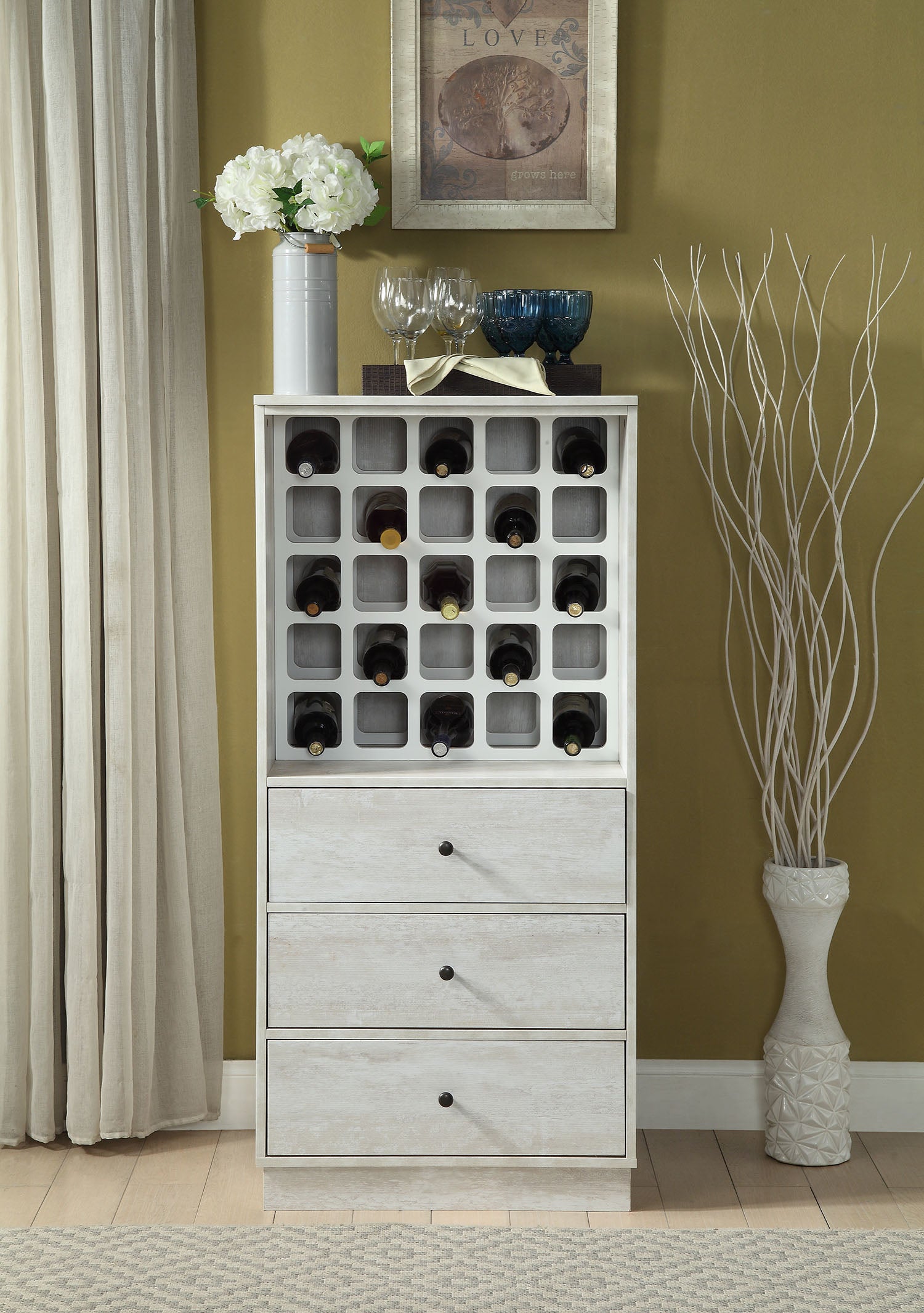 Elegant 24x20x52 inches wine cabinet in walnut MDF, showcasing its spacious design and rich finish.