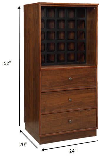 Elegant 24x20x52 inches wine cabinet in walnut MDF, showcasing its spacious design and rich finish.