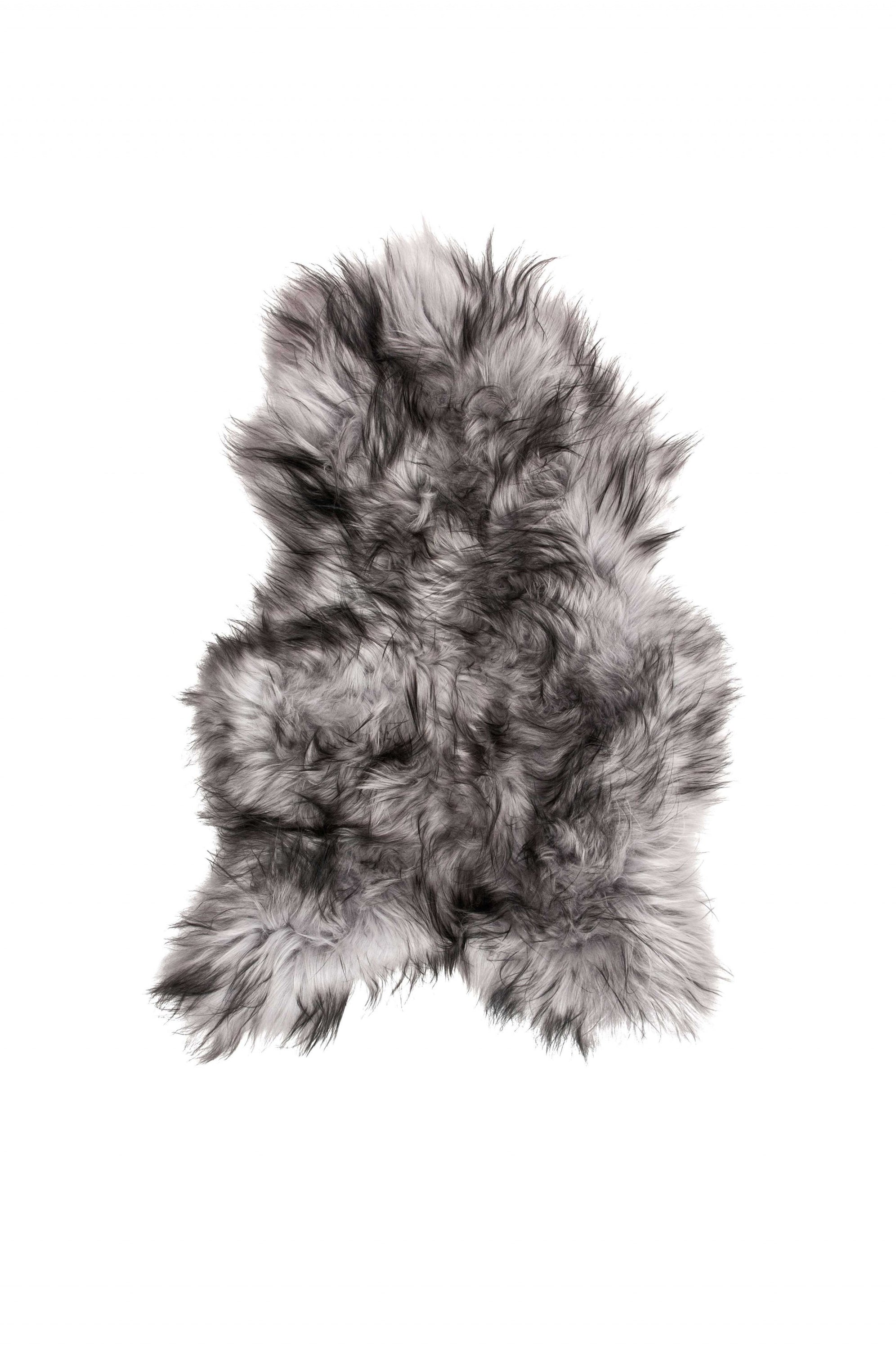 Luxurious 24x36 inches metallic silver sheepskin area rug with long hair, perfect for enhancing home decor.