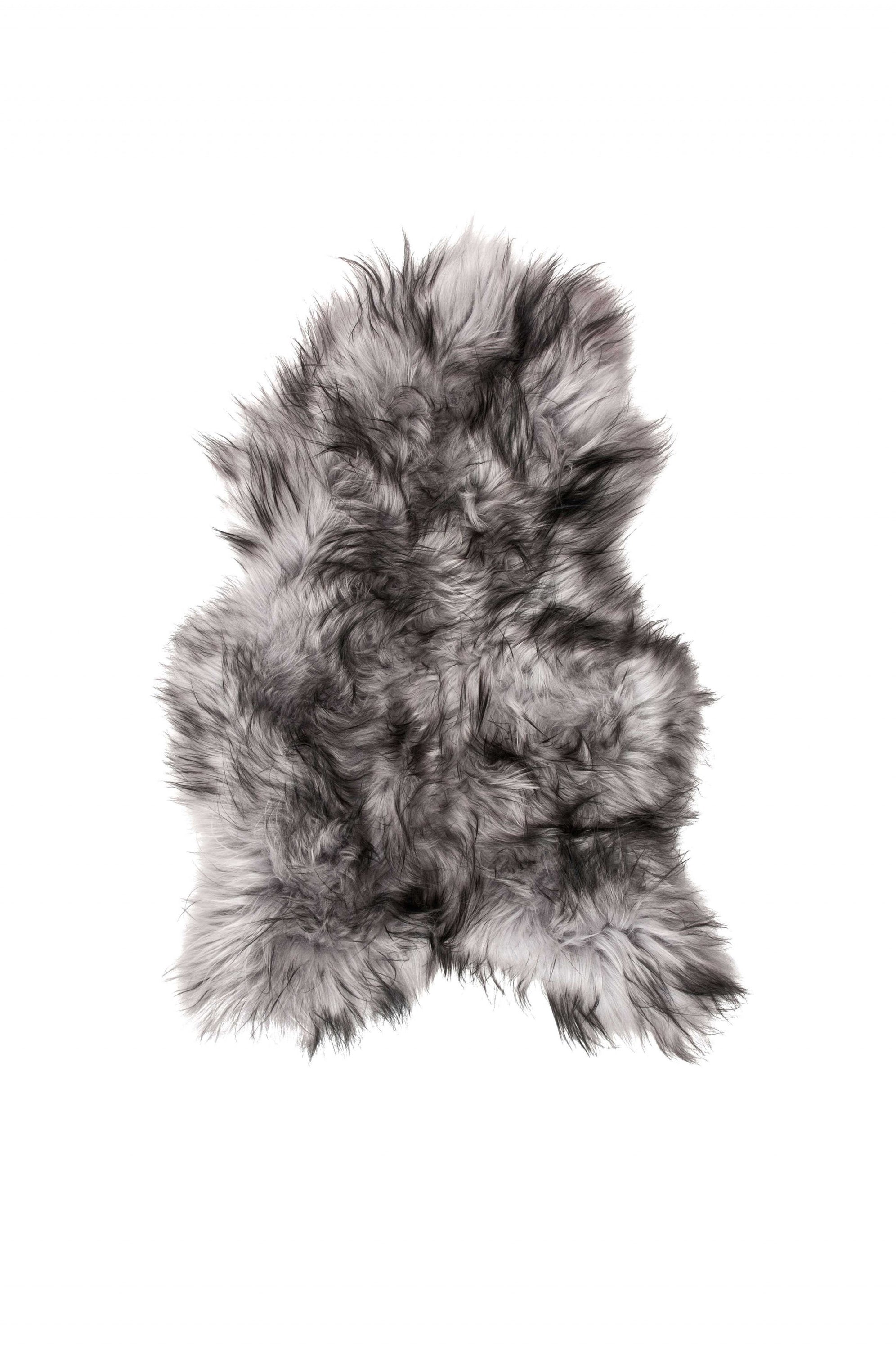 Luxurious 24x36 inches metallic silver sheepskin area rug with long hair, perfect for enhancing home decor.