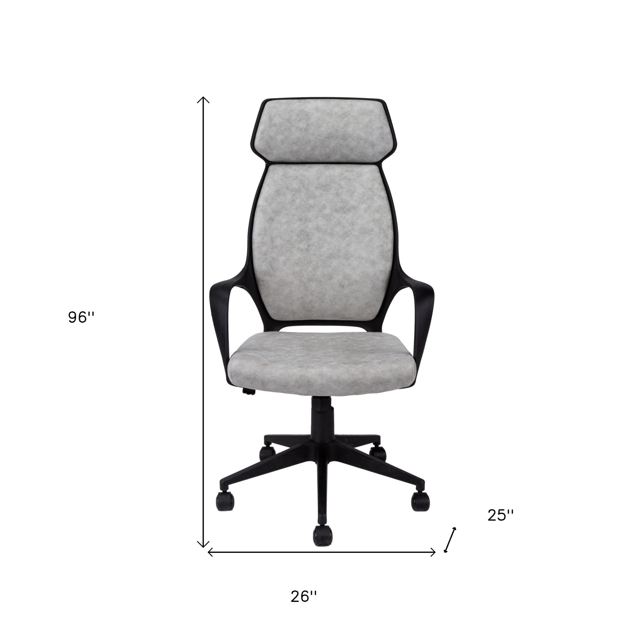 Stylish black office chair made of foam and microfiber, featuring adjustable height and five black castors, perfect for modern workspaces.