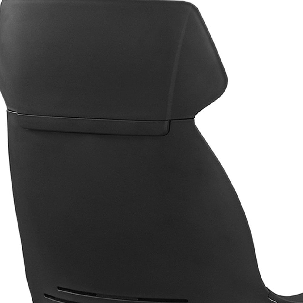 Stylish black office chair made of foam and microfiber, featuring adjustable height and five black castors, perfect for modern workspaces.