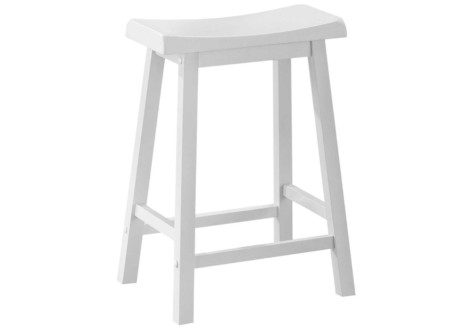 27.5in x 35in x 48in White Solid Wood MDF Barstool showcasing its elegant design and sturdy construction.