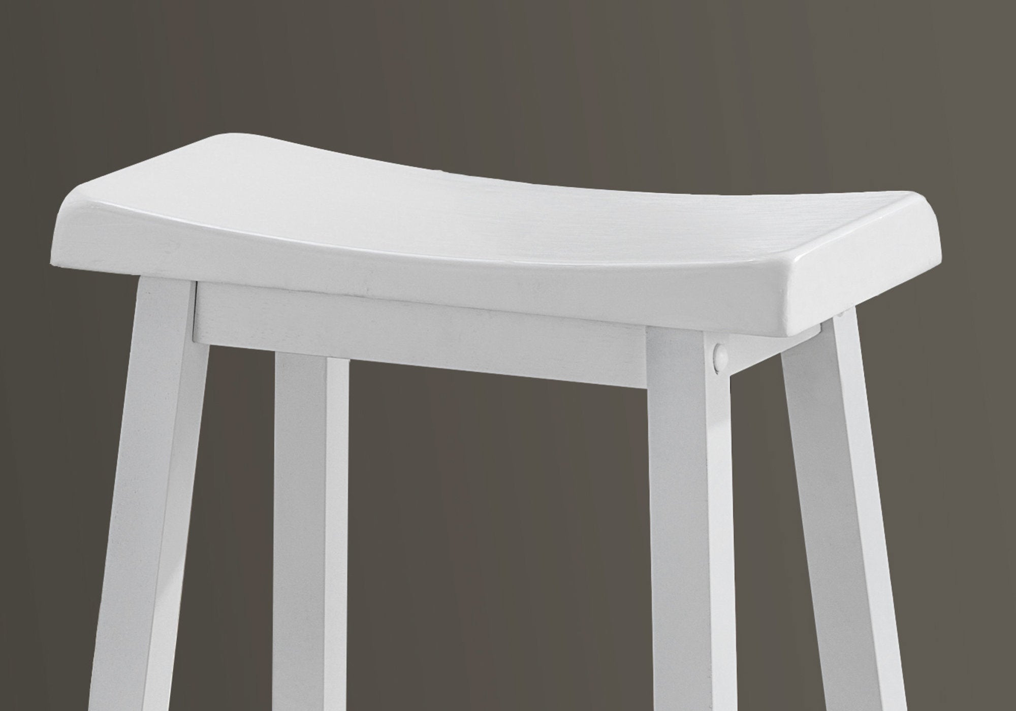 27.5in x 35in x 48in White Solid Wood MDF Barstool showcasing its elegant design and sturdy construction.