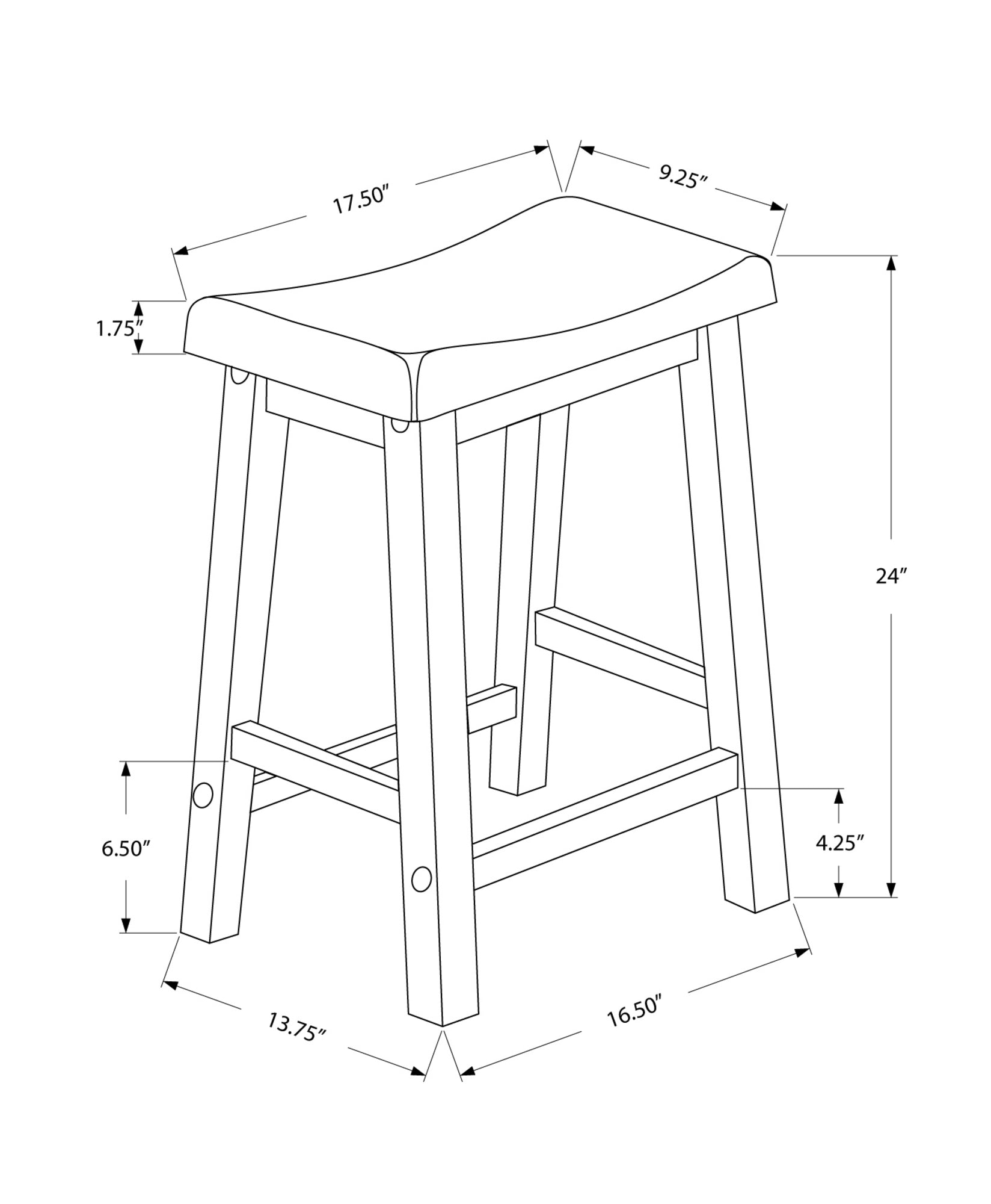 27.5in x 35in x 48in White Solid Wood MDF Barstool showcasing its elegant design and sturdy construction.