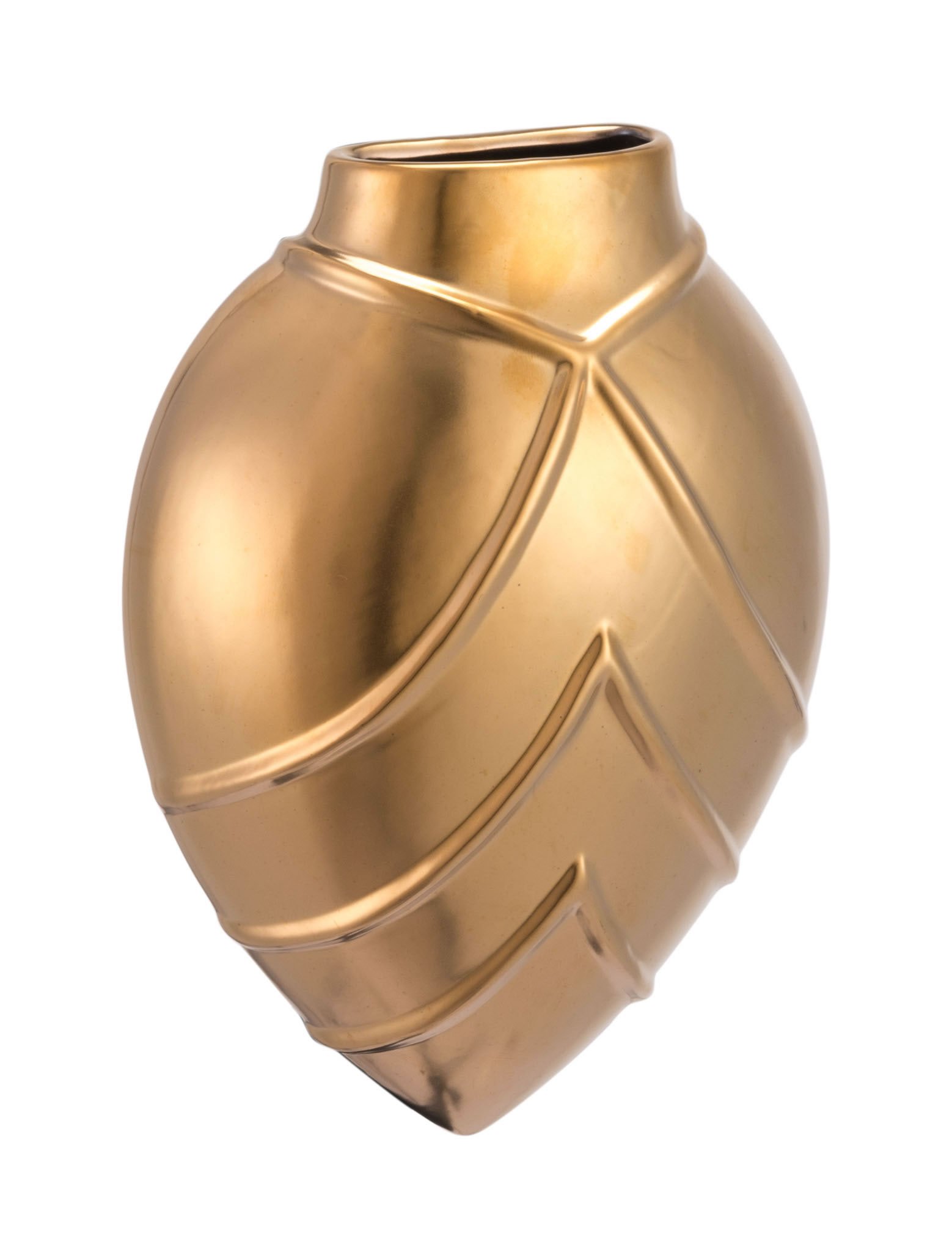 Matte gold Rayas wall vase, featuring a soft curved design, perfect for floral arrangements or as a decorative piece.