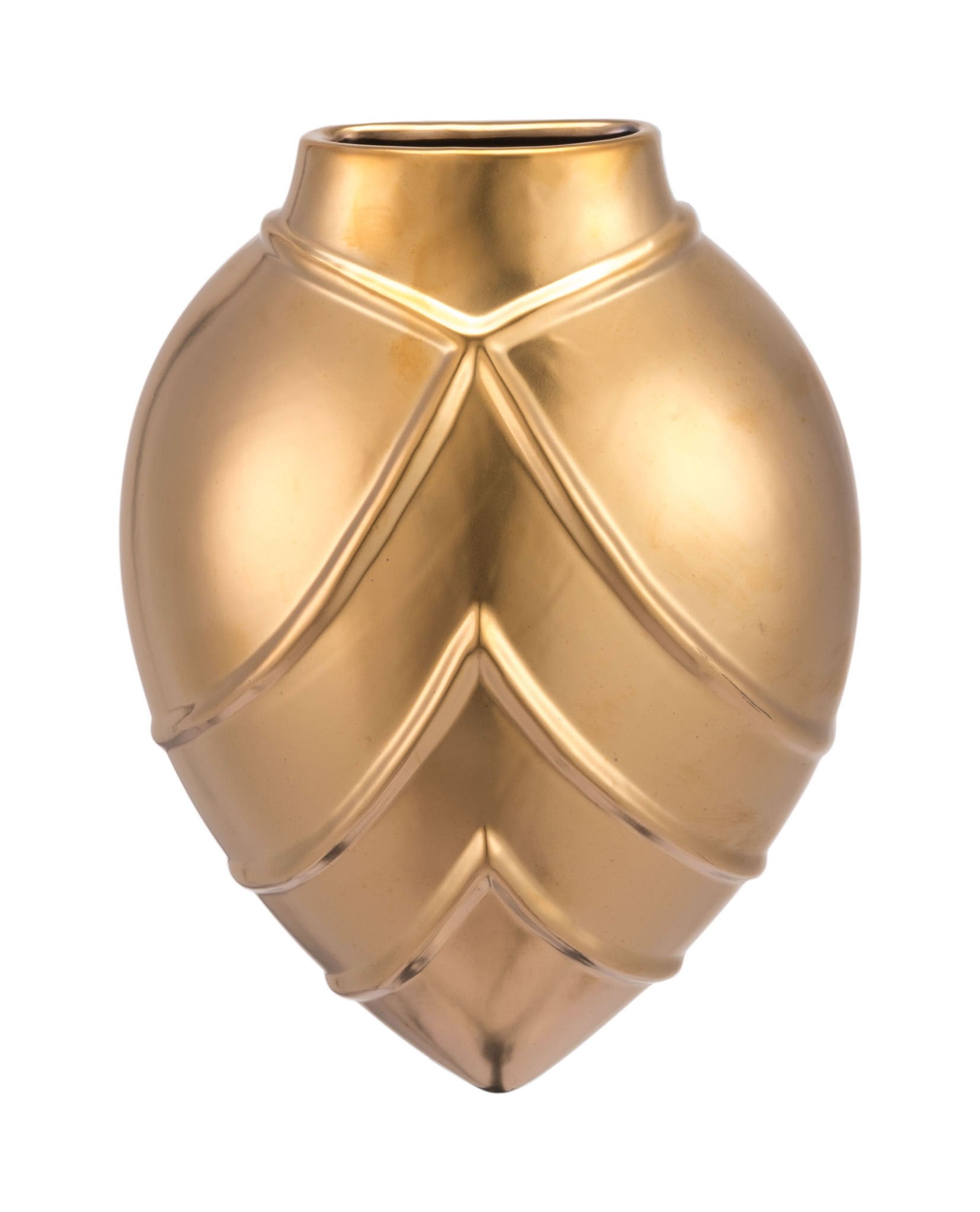 Matte gold Rayas wall vase, featuring a soft curved design, perfect for floral arrangements or as a decorative piece.