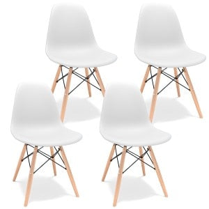 Set of 4 2882Home™ Mid-Century Modern Dining Chairs with a sleek design and solid color, perfect for dining rooms and modern interiors.