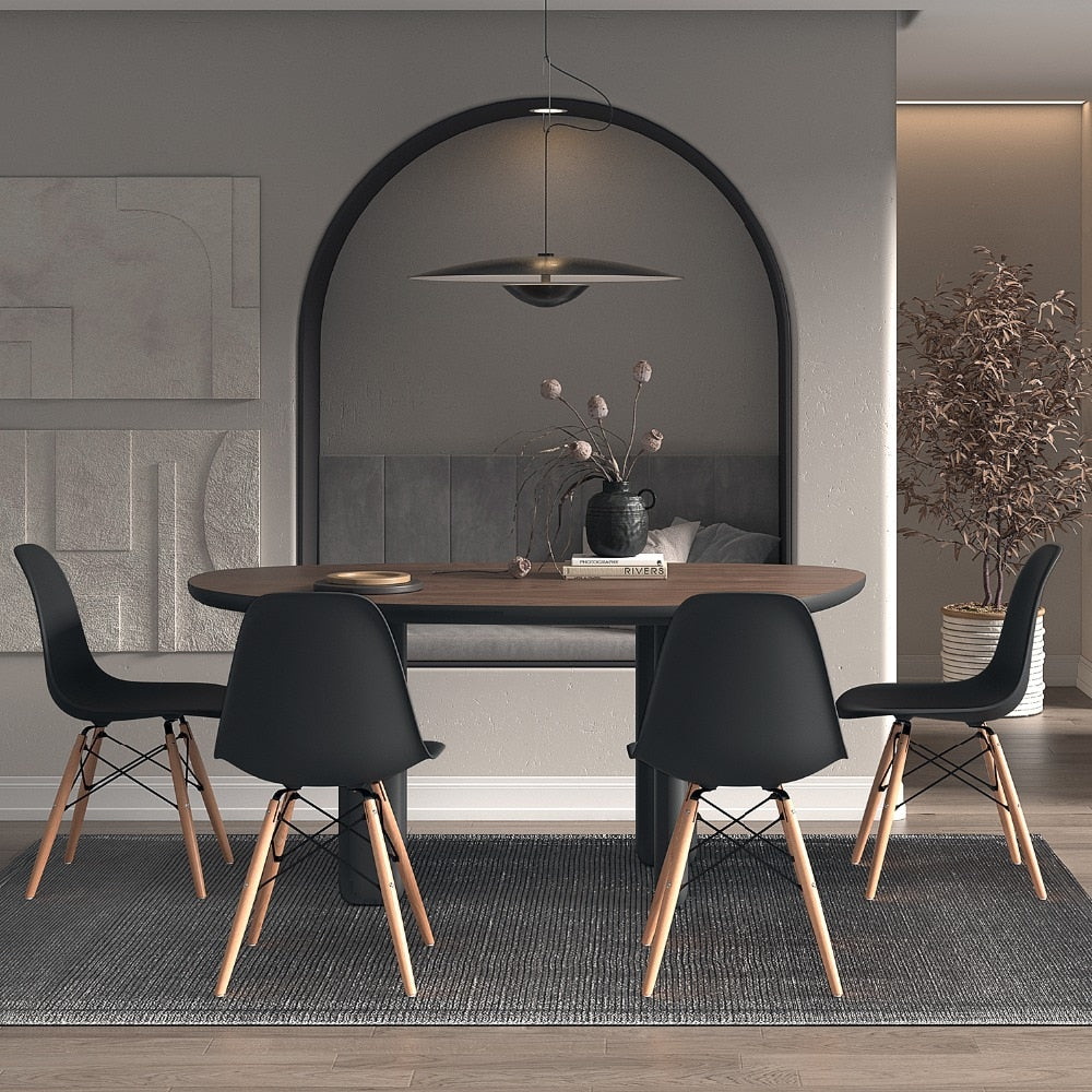 Set of 4 2882Home™ Mid-Century Modern Dining Chairs with a sleek design and solid color, perfect for dining rooms and modern interiors.