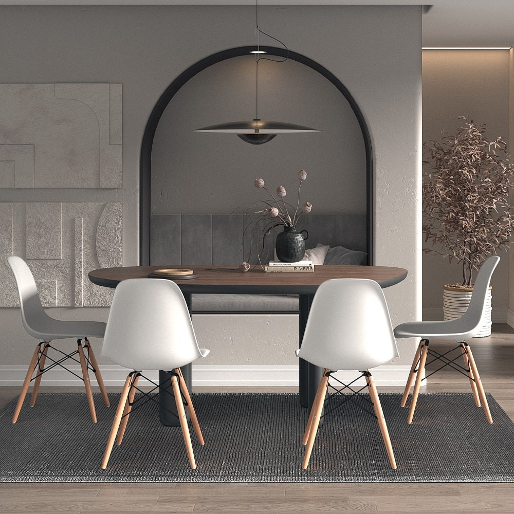 Set of 4 2882Home™ Mid-Century Modern Dining Chairs with a sleek design and solid color, perfect for dining rooms and modern interiors.