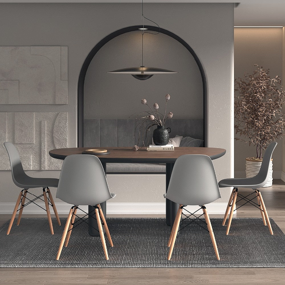 Set of 4 2882Home™ Mid-Century Modern Dining Chairs with a sleek design and solid color, perfect for dining rooms and modern interiors.