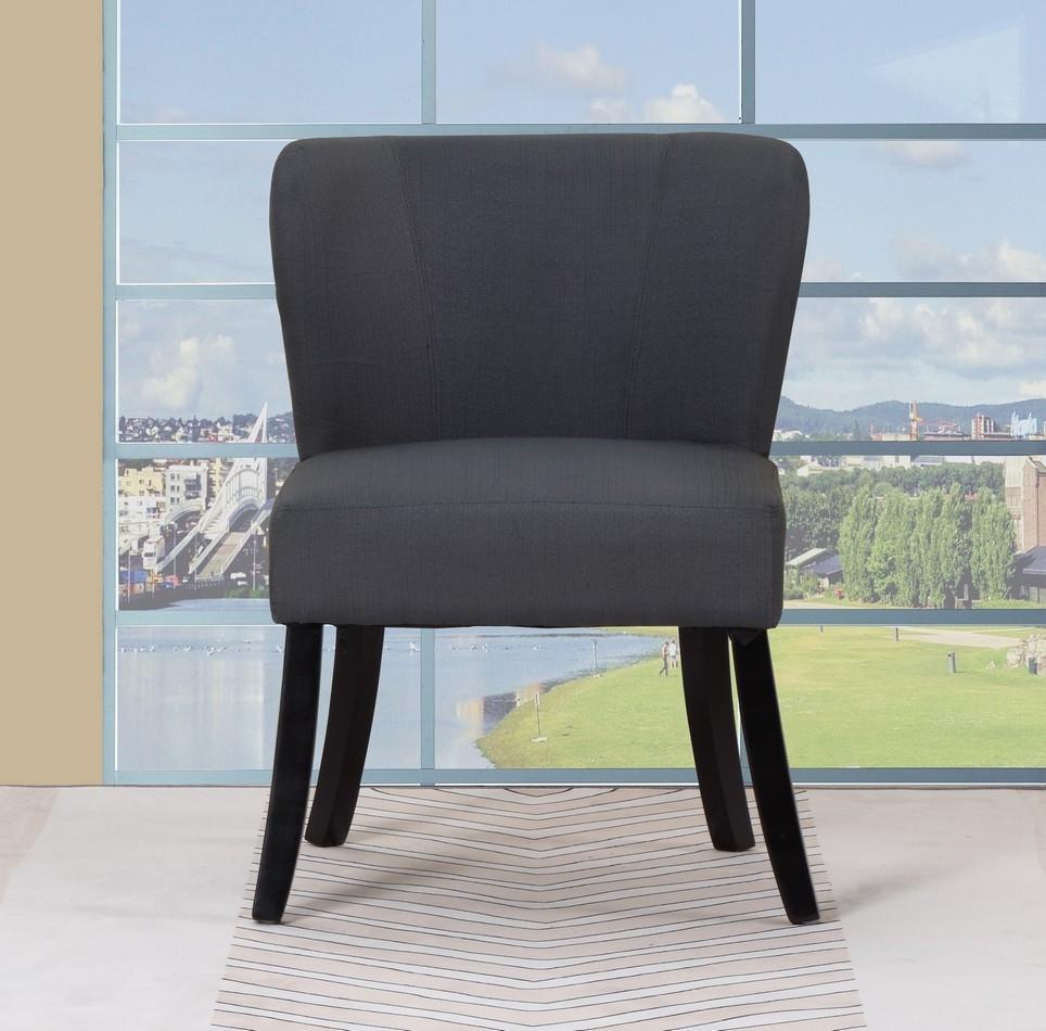 Stylish dark gray accent chair with a timeless design, featuring plush upholstery and a durable frame.