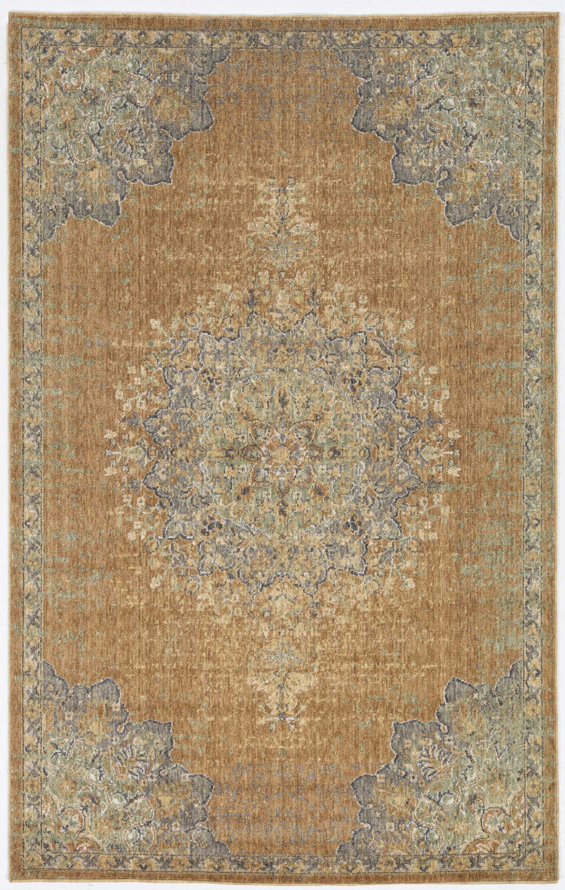 A 2x3 Coffee Vintage Wool Accent Rug featuring a traditional design with soft colors, perfect for enhancing living spaces.