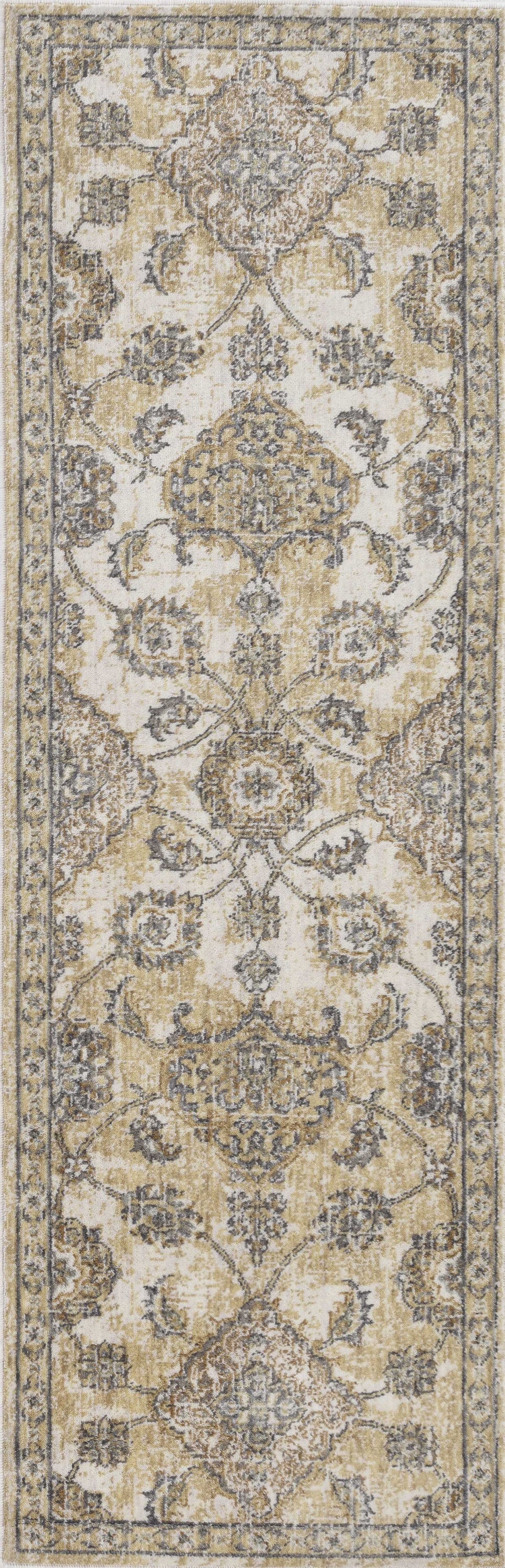 Ivory Sand Vintage Wool Accent Rug measuring 2x3 inches, featuring a traditional design and soft wool texture, perfect for elegant living spaces.