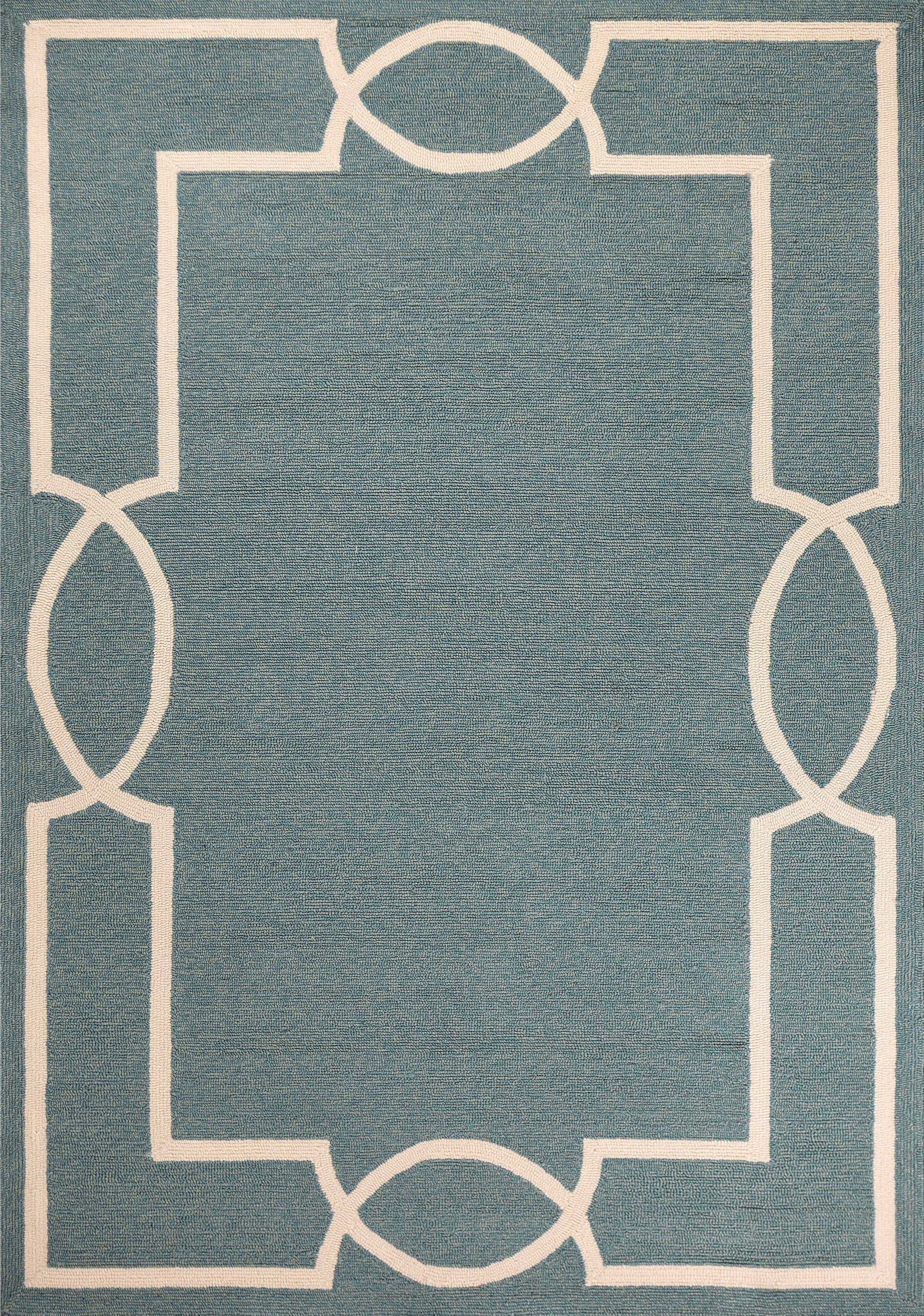 Light blue 2x3 inches Spa Polypropylene Accent Rug, hand-hooked design suitable for indoor and outdoor use.