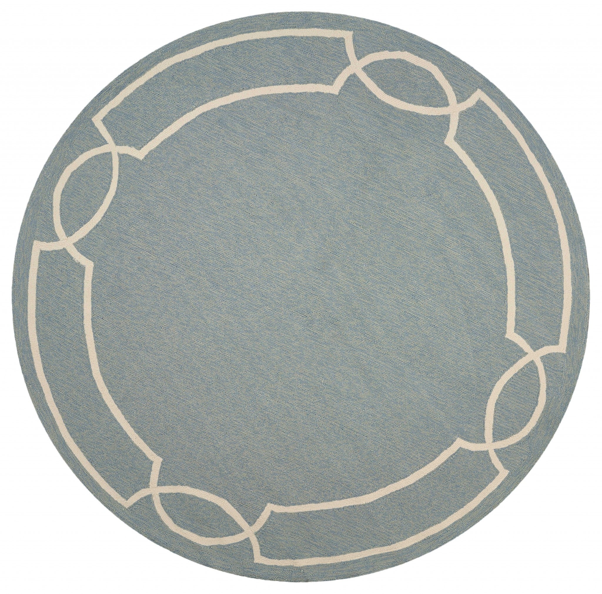 Light blue 2x3 inches Spa Polypropylene Accent Rug, hand-hooked design suitable for indoor and outdoor use.