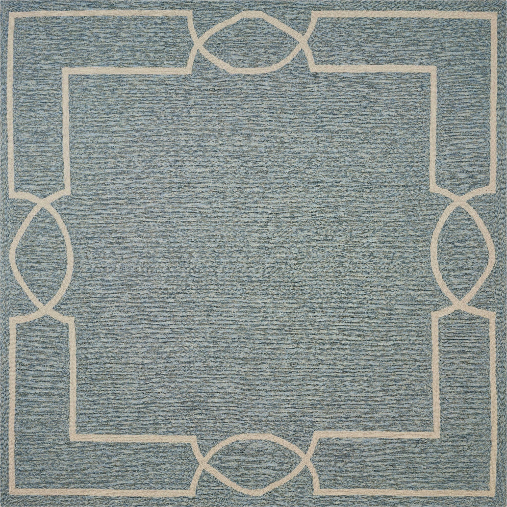 Light blue 2x3 inches Spa Polypropylene Accent Rug, hand-hooked design suitable for indoor and outdoor use.