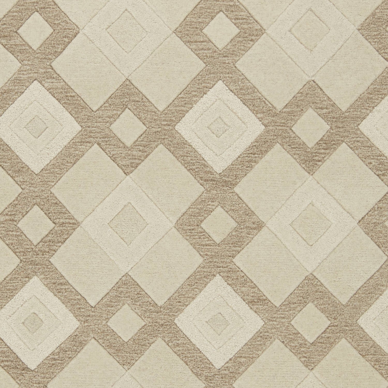 A luxurious 2x4 ivory diamond wool area rug showcasing a contemporary design with a soft texture, perfect for enhancing home decor.