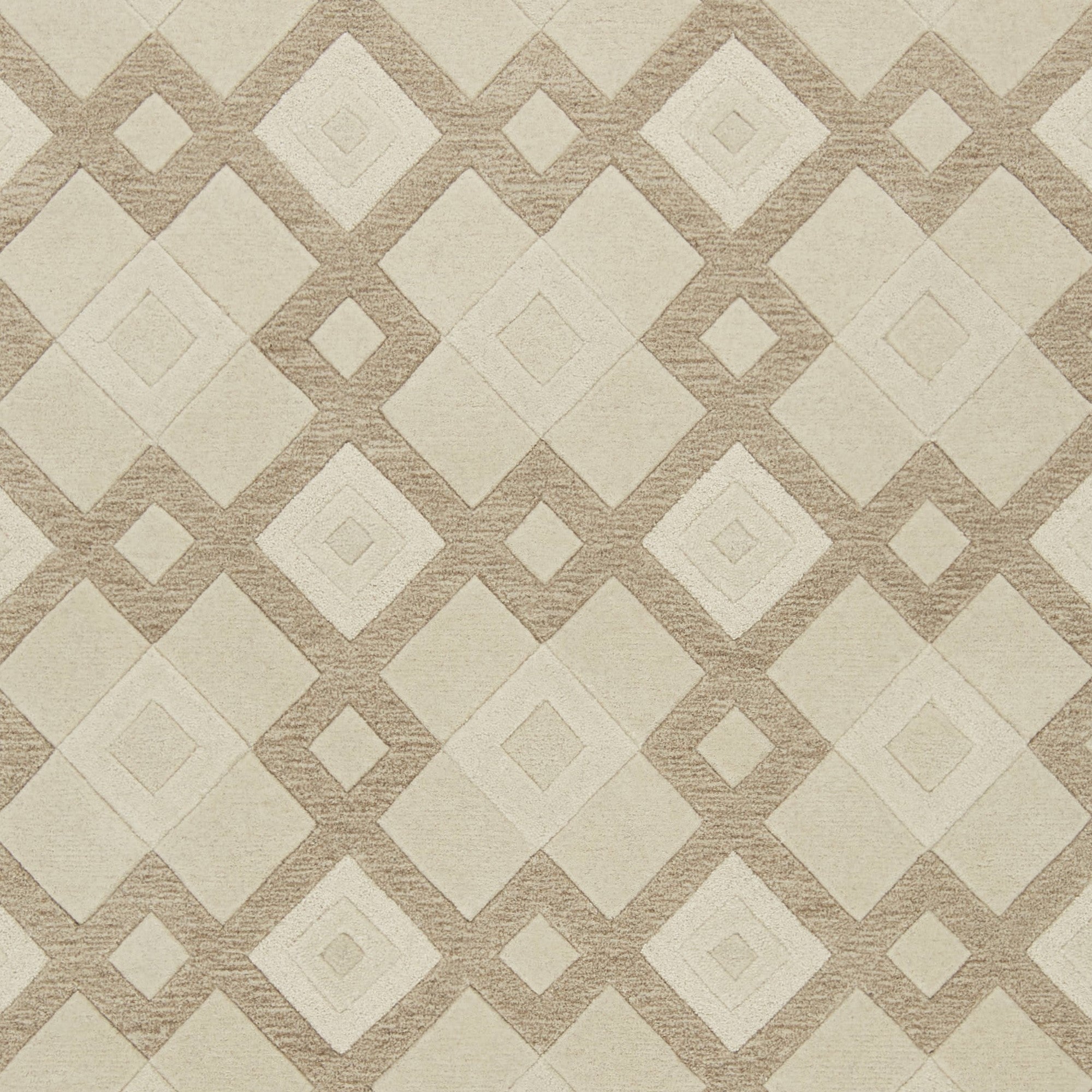 A luxurious 2x4 ivory diamond wool area rug showcasing a contemporary design with a soft texture, perfect for enhancing home decor.