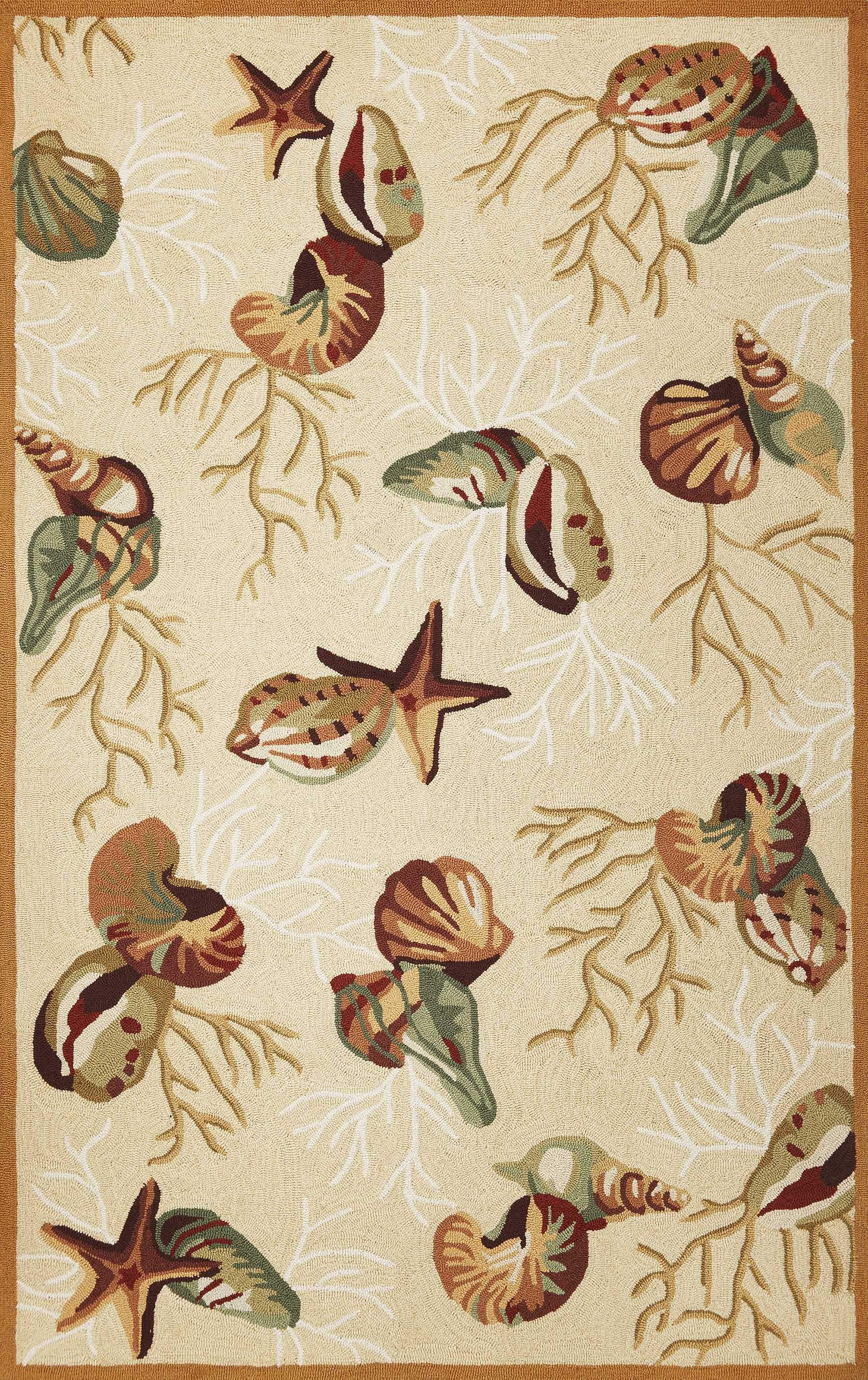 A stylish 2 inches x 4 inches beige area rug made of polyester, featuring a hand-hooked design and cotton backing, perfect for modern home decor.