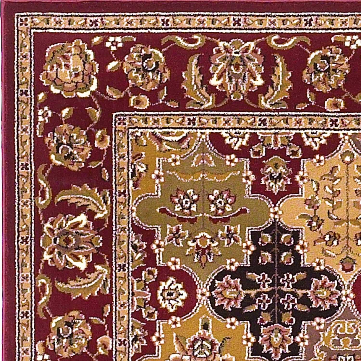 A vibrant red kashan panel runner rug measuring 2 inches by 8 inches, showcasing intricate patterns and a luxurious feel.