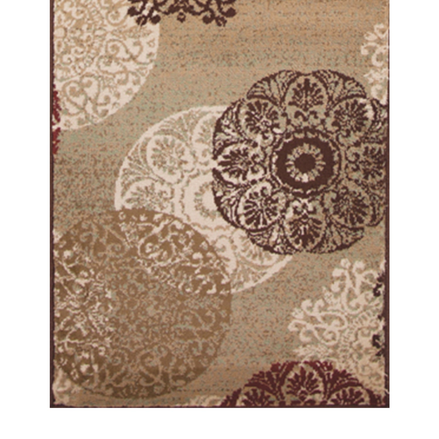 A beautiful sand beige polypropylene runner rug measuring 2 inches by 8 inches, showcasing a sophisticated design suitable for modern home decor.