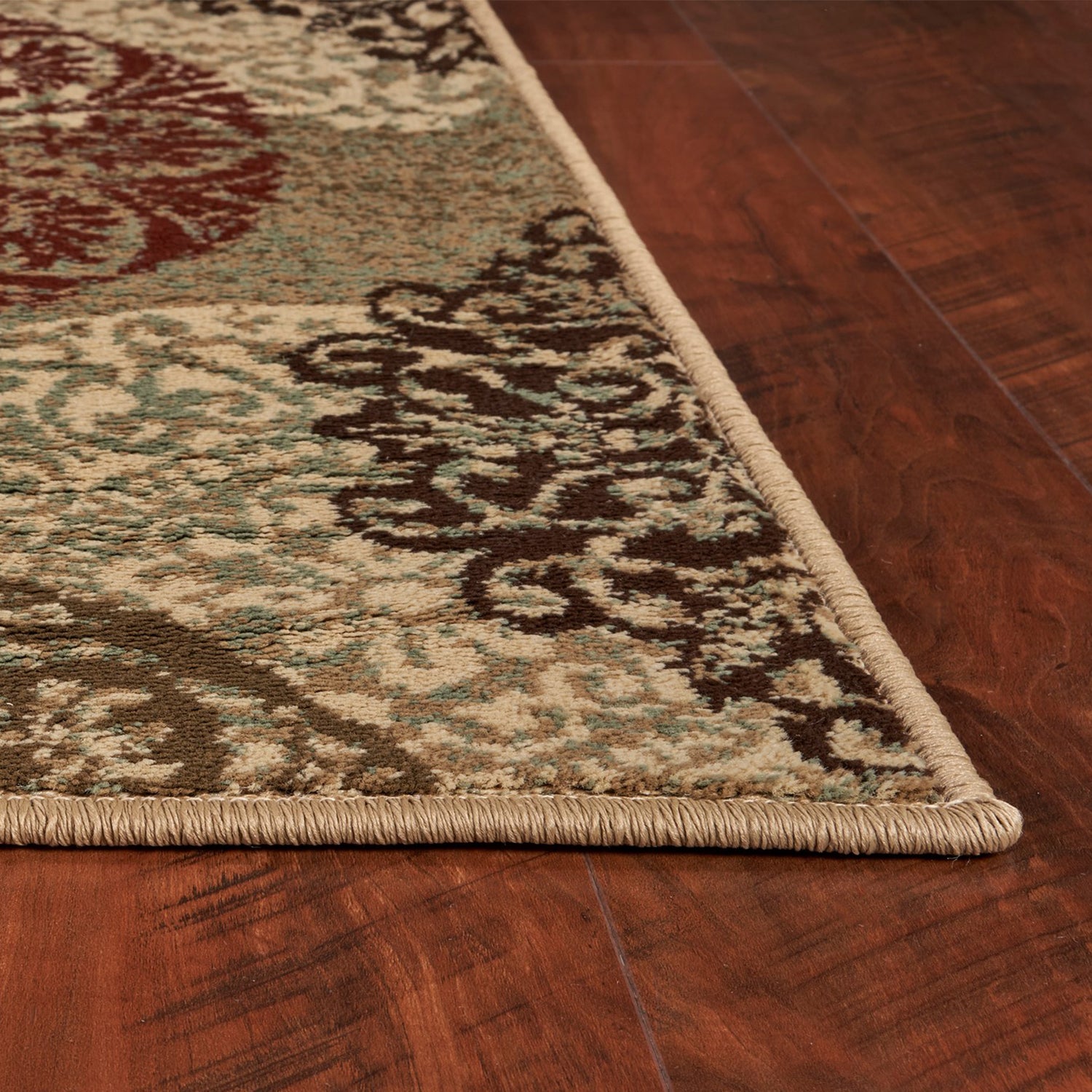 A beautiful sand beige polypropylene runner rug measuring 2 inches by 8 inches, showcasing a sophisticated design suitable for modern home decor.