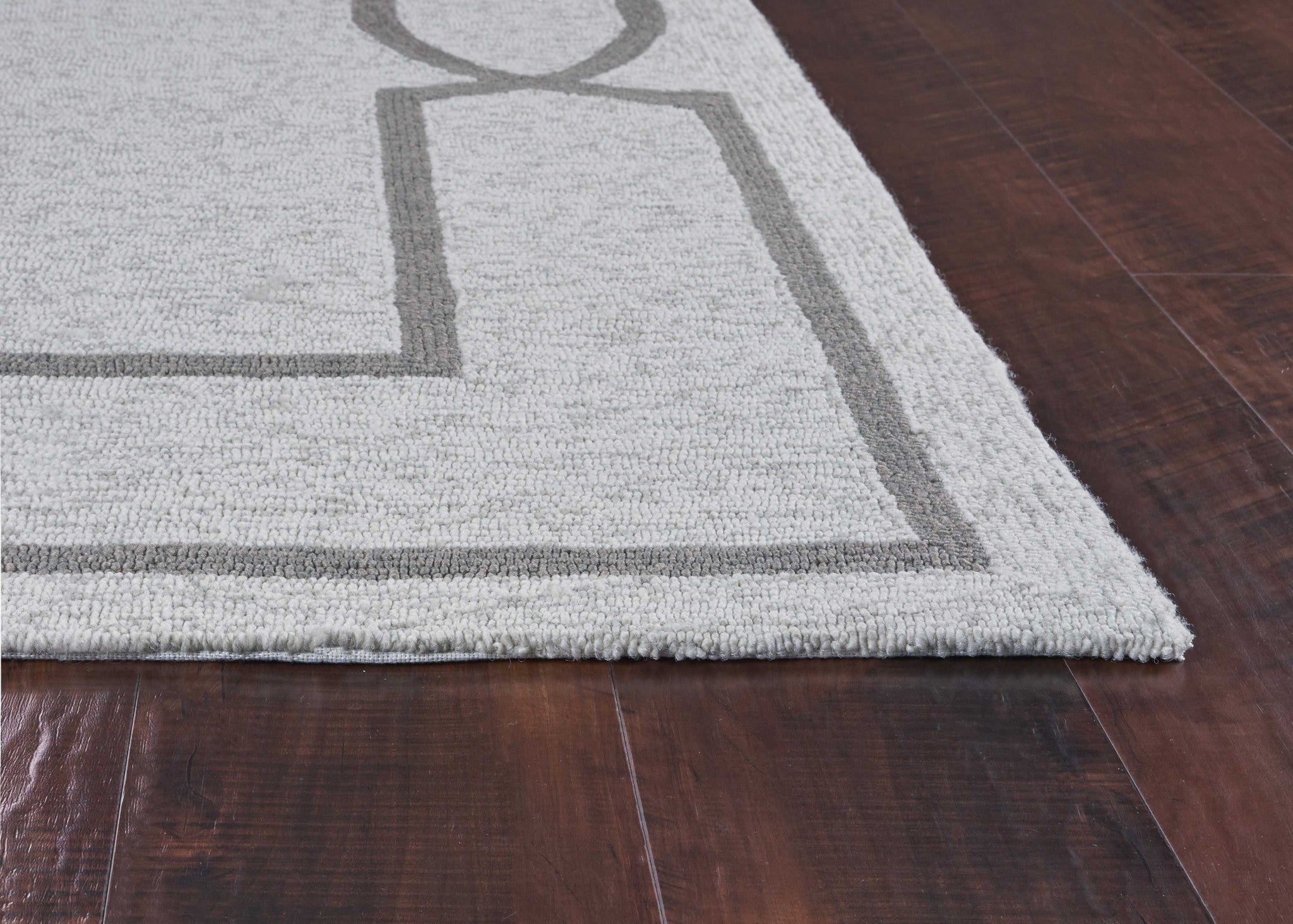 2x3 inches ivory hand hooked rug with bordered design, suitable for indoor and outdoor use, showcasing a modern oatmeal color.