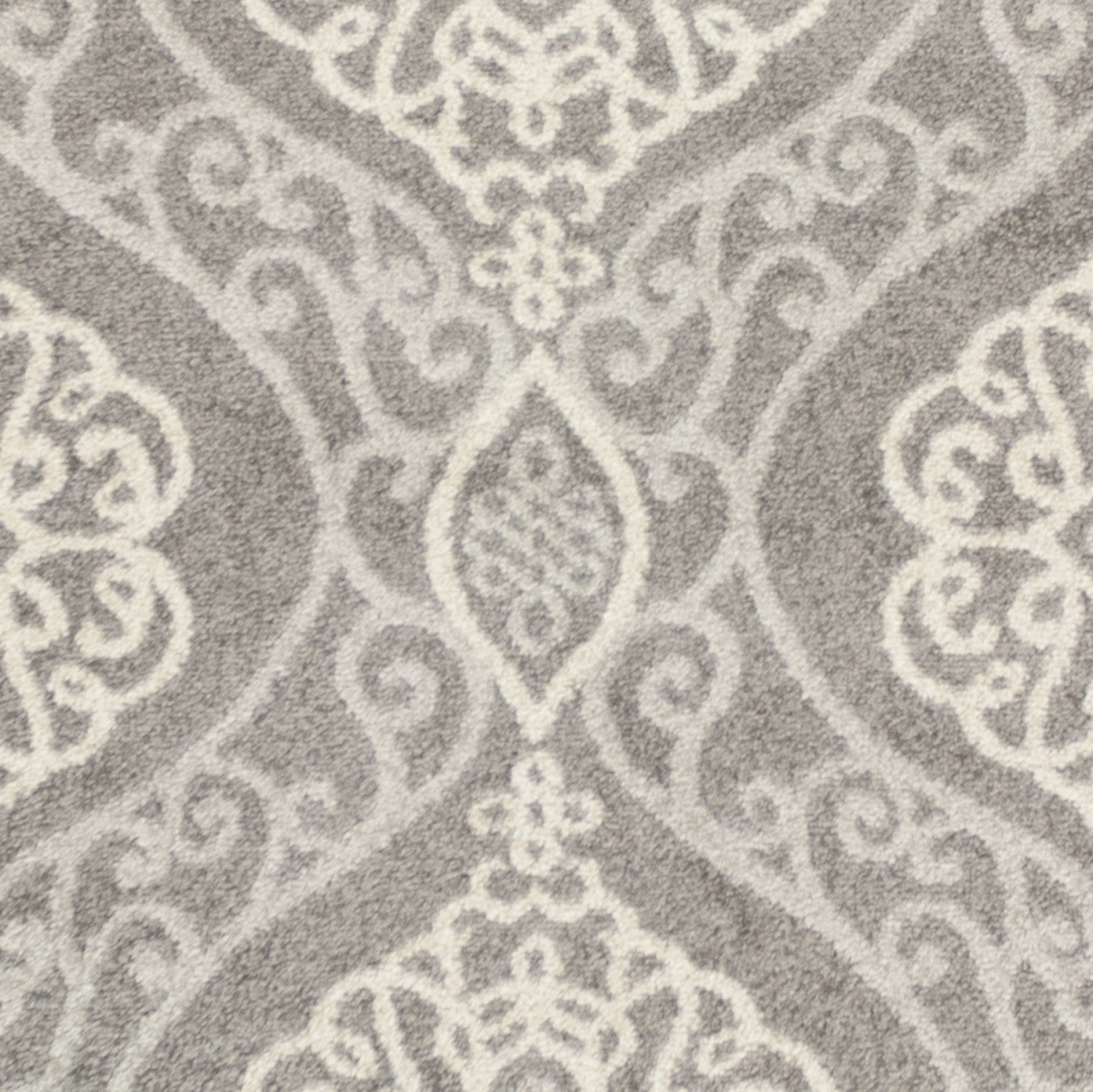 2x4 Silver Grey Machine Woven UV Treated Floral Ogee rug, showcasing elegant floral pattern and durable polypropylene material.