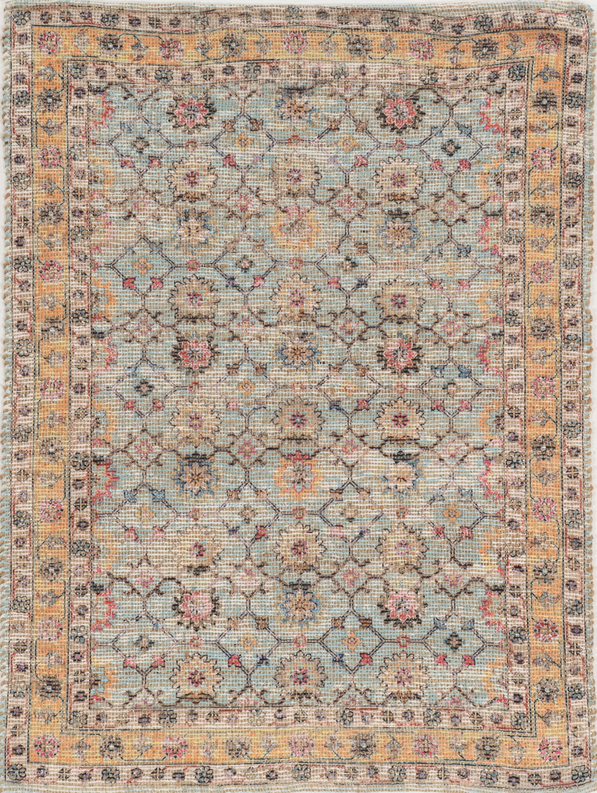 Spa Green Hand Woven Floral Indoor Accent Rug, showcasing vibrant colors and intricate floral patterns, perfect for home decor.