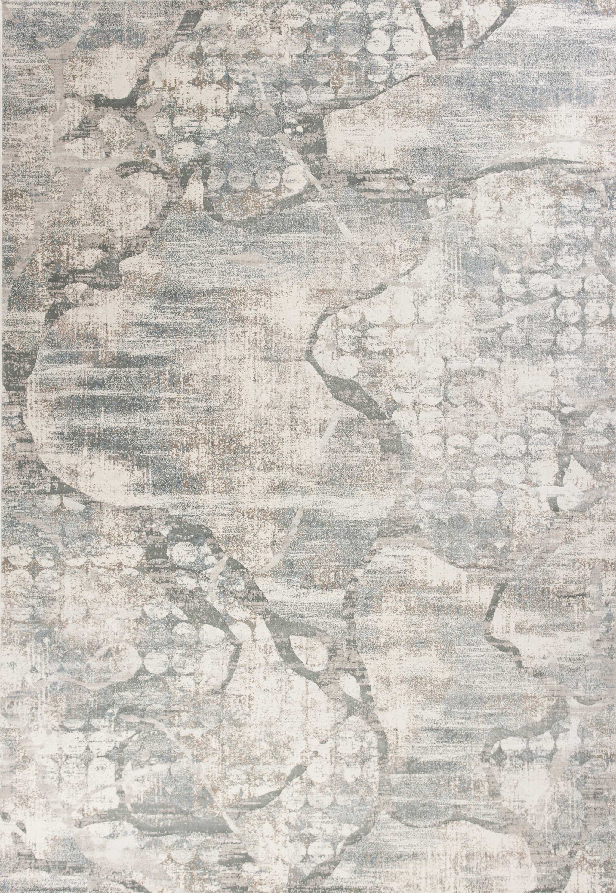 3' x 4' Polypropylene Ivory or Mist Area Rug showcasing a luxurious design with metallic luster, perfect for enhancing home decor.