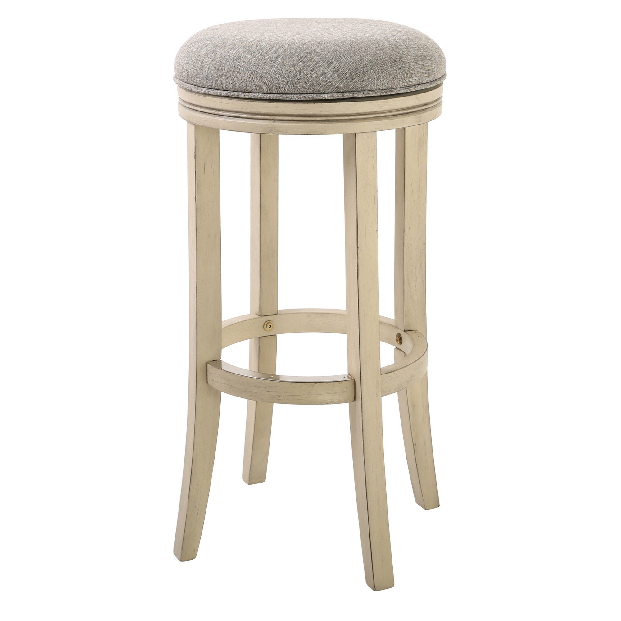 30-inch ivory finished solid wood frame bar stool with Paradigm Quartz fabric upholstery, showcasing its elegant design and comfortable seating.