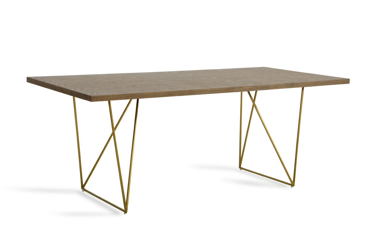 30-inch Tobacco Veneer MDF and Antique Brass Dining Table showcasing its elegant design and sturdy construction.