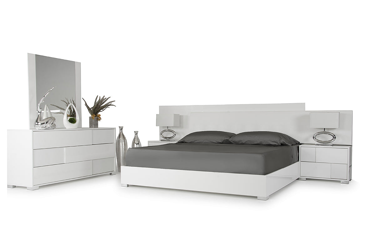 30-inch white MDF and steel dresser with three drawers, showcasing a modern design suitable for bedroom or living room.