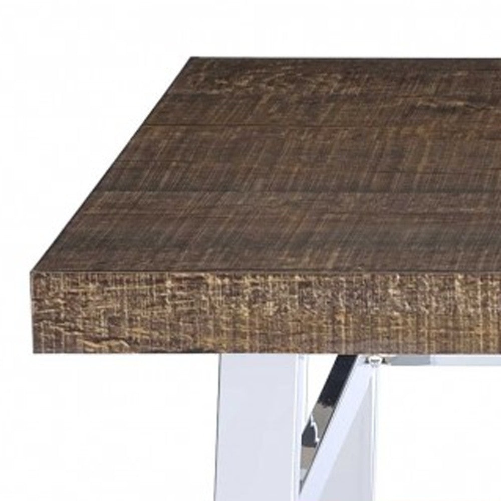 30x30x42 inches oak and chrome bar table with a sleek design and sturdy metal legs, perfect for entertaining.