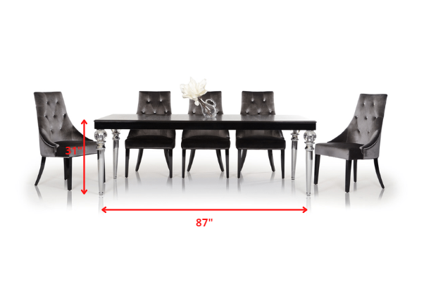 A stylish 31 inches black crocodile lacquer dining table showcasing a contemporary design, perfect for modern dining rooms.