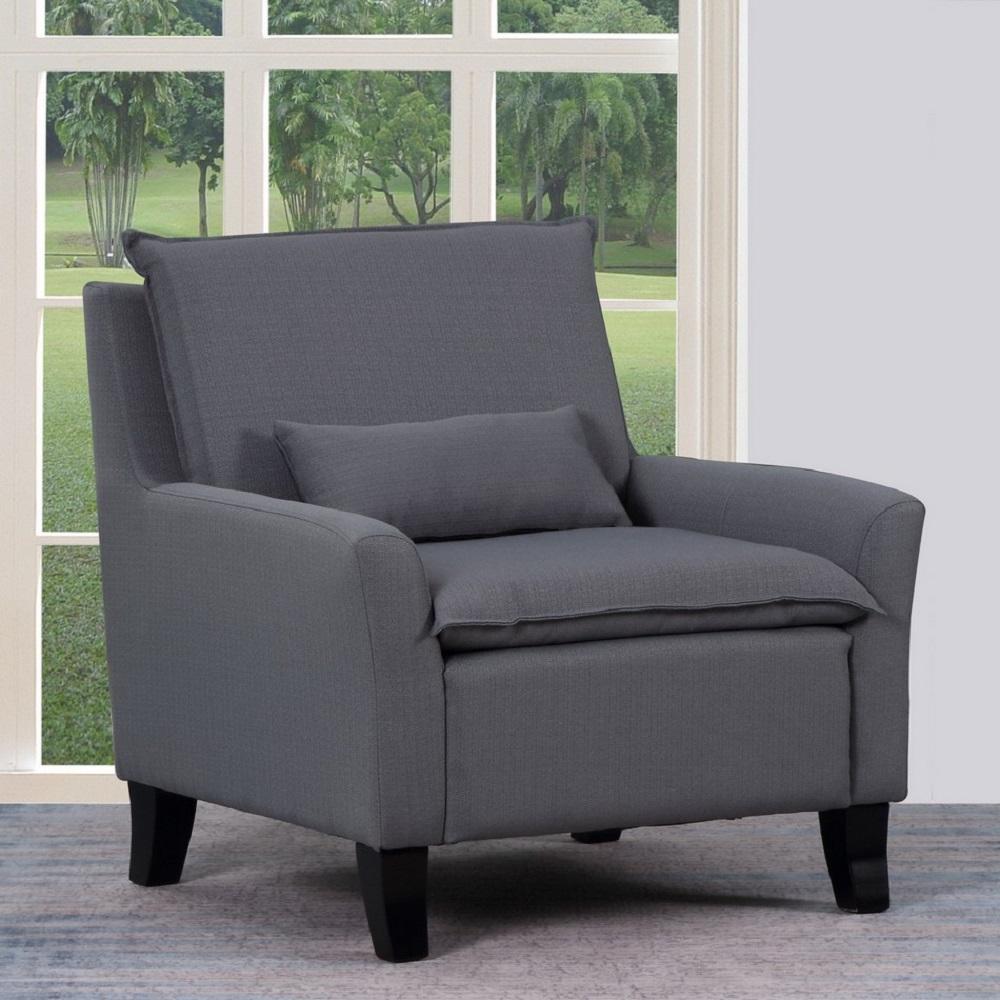 A stylish gray accent chair with a timeless design, featuring plush upholstery and a durable frame, perfect for any living space.