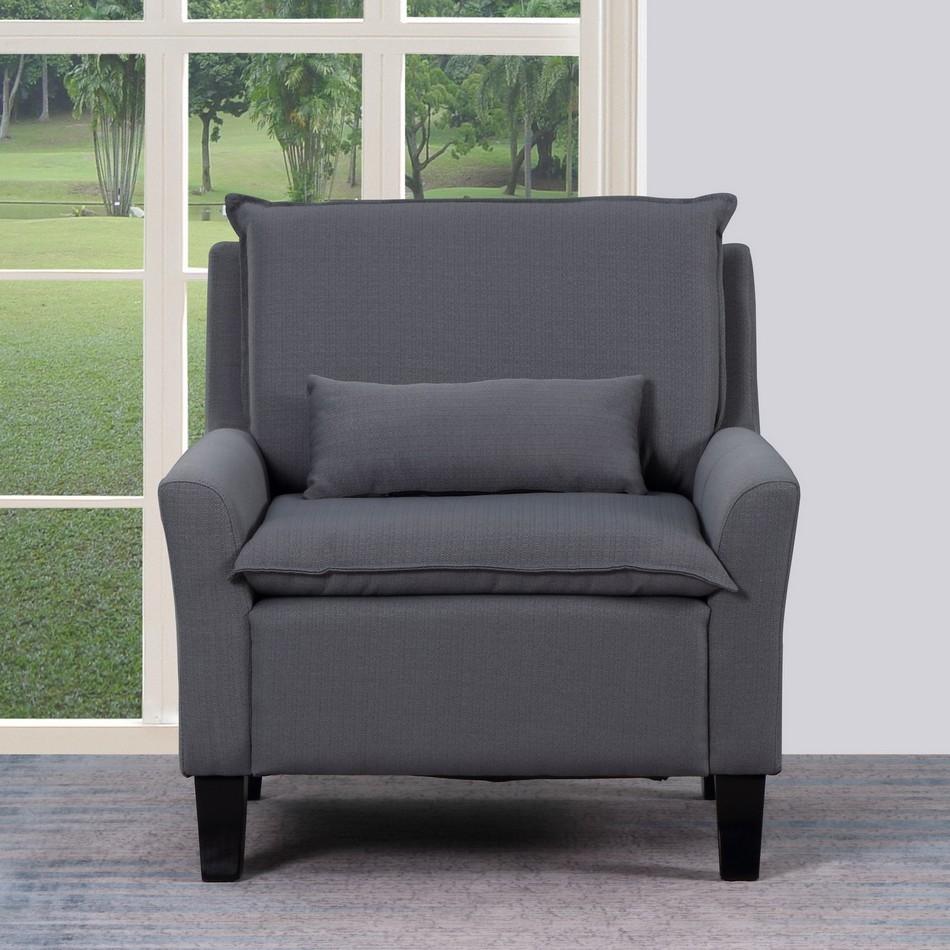 A stylish gray accent chair with a timeless design, featuring plush upholstery and a durable frame, perfect for any living space.