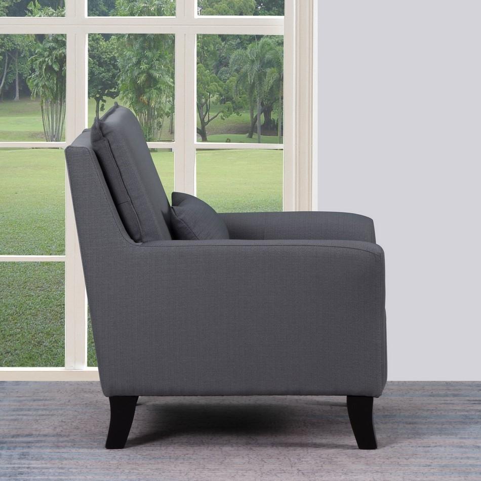 A stylish gray accent chair with a timeless design, featuring plush upholstery and a durable frame, perfect for any living space.