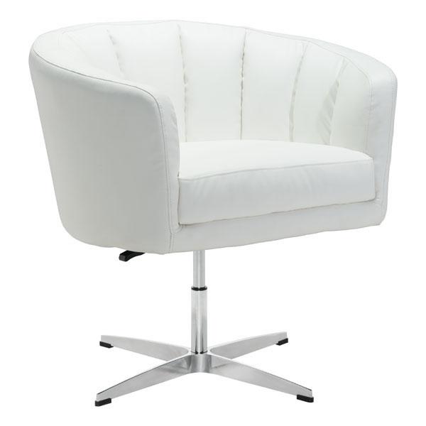 Vintage Coffee Occasional Chair with channel tufting and sleek aluminum base in a stylish setting.