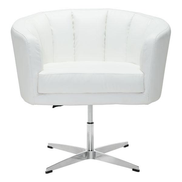 Vintage Coffee Occasional Chair with channel tufting and sleek aluminum base in a stylish setting.