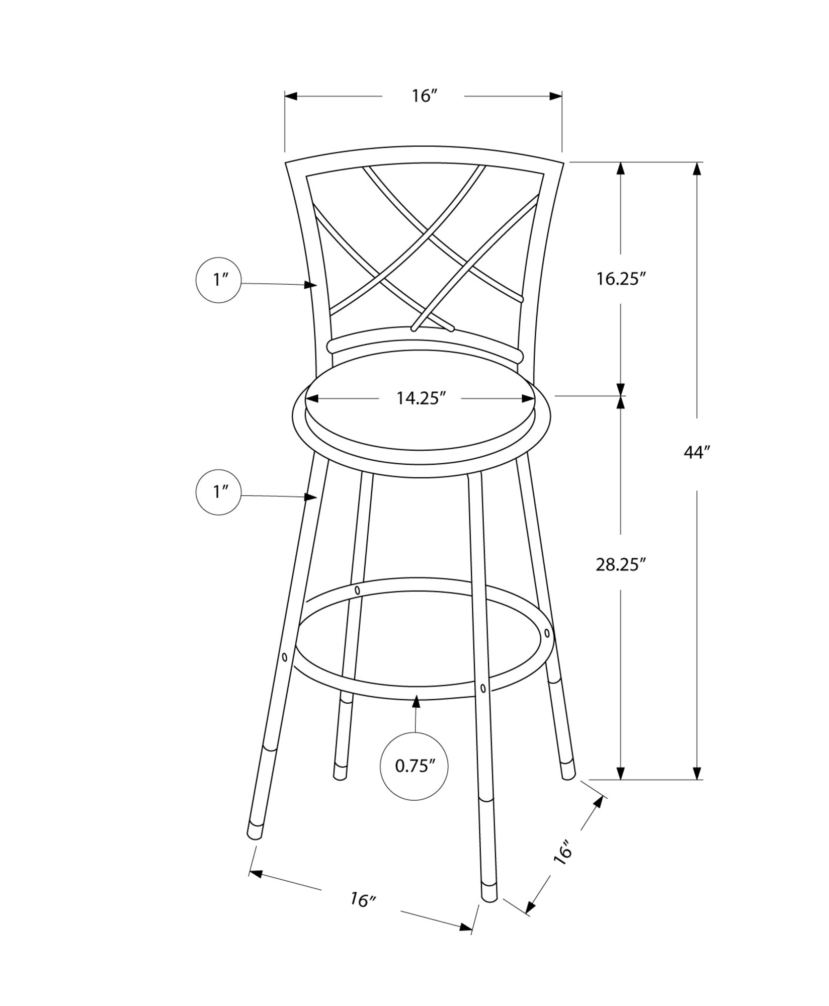 Set of 2 black metal foam leather-look barstools with criss-cross back design and footrest.