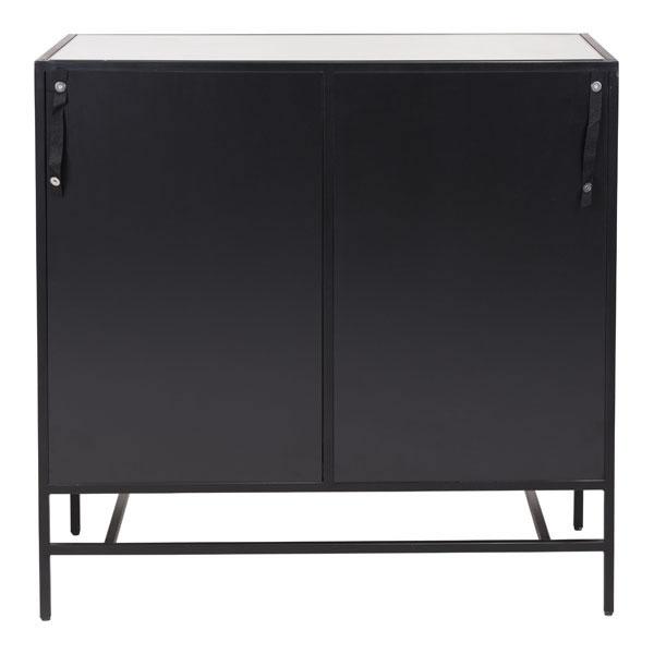 Elegant 36" x 18.1" x 35.2" mirror and metal cabinet with three drawers and a black frame.