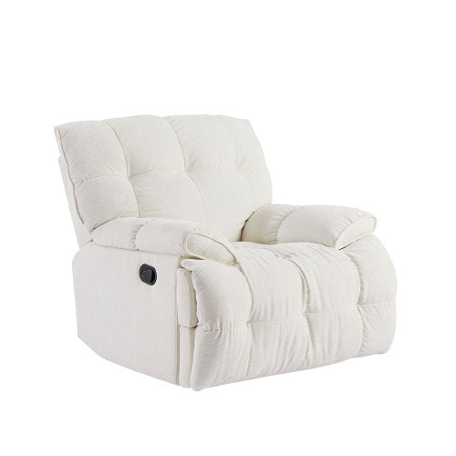 A stylish 360 Degree Swivel Fabric Single Sofa Heavy Duty Reclining Chair with overstuffed plaid backrest and padded armrests, perfect for living rooms.