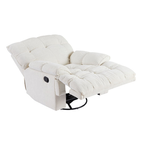 A stylish 360 Degree Swivel Fabric Single Sofa Heavy Duty Reclining Chair with overstuffed plaid backrest and padded armrests, perfect for living rooms.