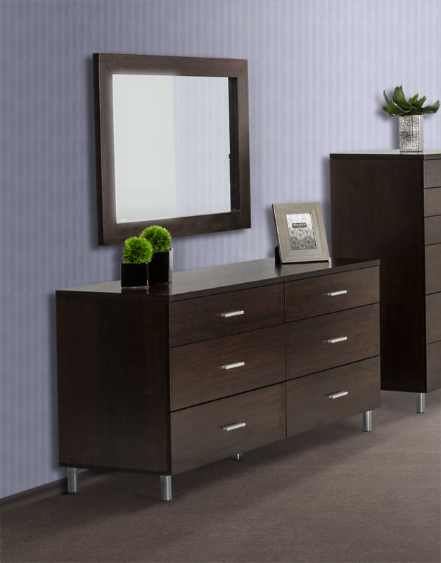 39-inch Wenge MDF and Glass Mirror with a sleek ebony finish, framed in high-quality MDF, showcasing a flat surface for clear reflections.